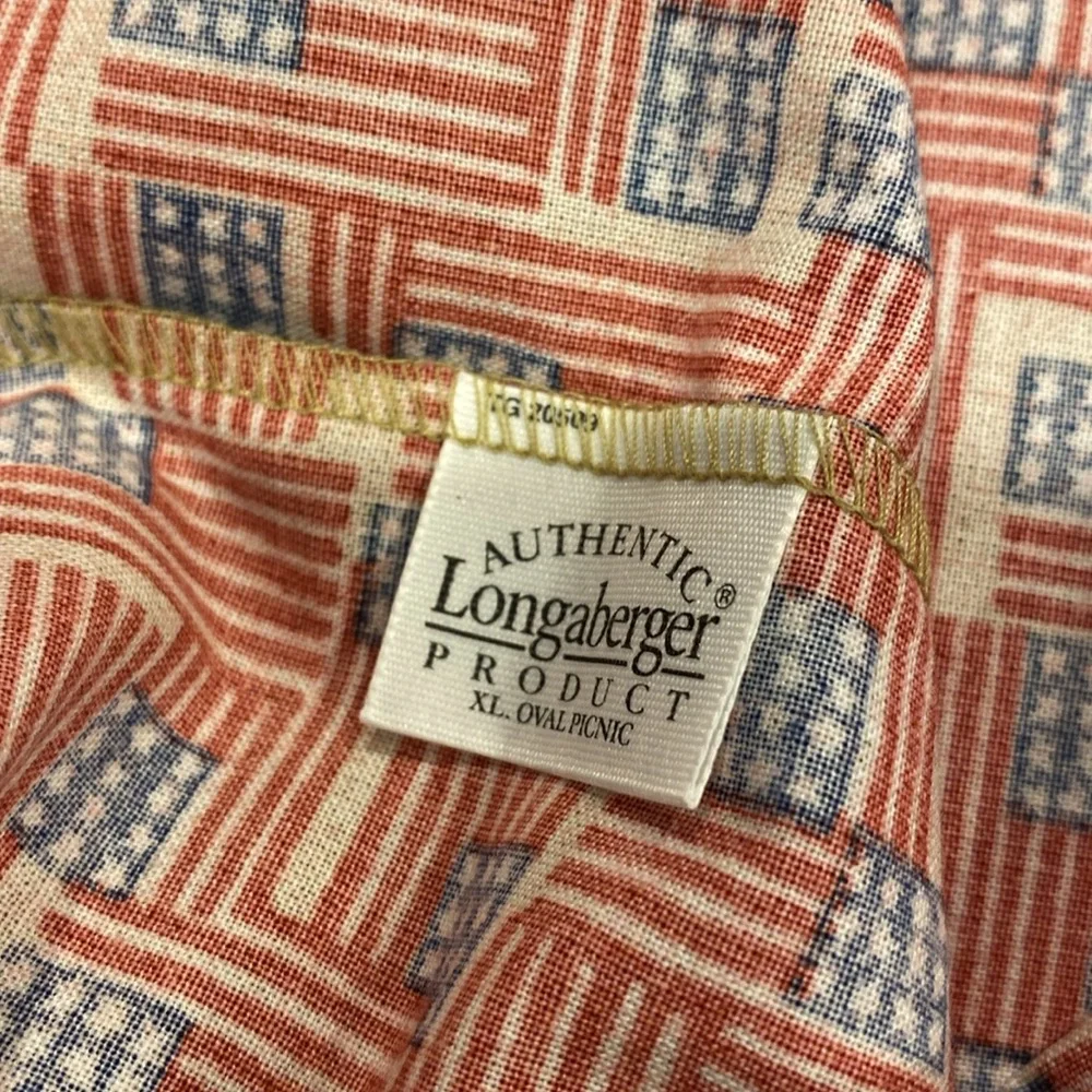 NIP Longaberger XL Oval Picnic Fabric Basket Liner 20509140 Patriotic Flag